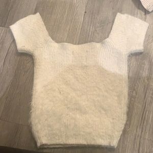 White furry crop top